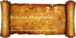 Kotvics Krisztofer névjegykártya